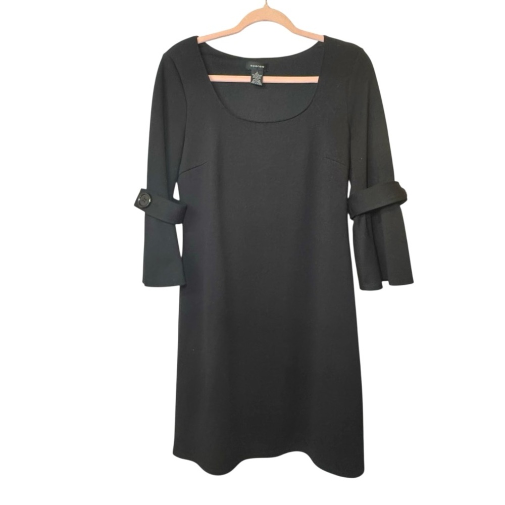 SPENSE Black Dress with Flowy Button Detail Arms Size 8